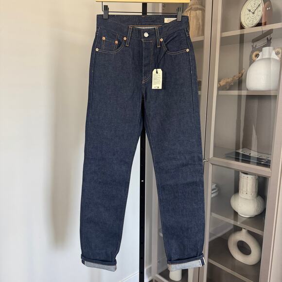 Levi's 501 Selvedge Denim Straight Leg Jeans 24x32 NEW Indigo Blue Cotton Pants - Picture 2 of 7